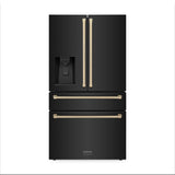ZLINE 36" Autograph French Door Refrigerator with Water and Ice Dispenser in Black Stainless Steel RFMZ-W-36-BS-CB