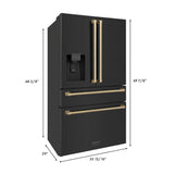 ZLINE 36" Autograph French Door Refrigerator with Water and Ice Dispenser in Black Stainless Steel RFMZ-W-36-BS-CB