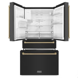 ZLINE 36" Autograph French Door Refrigerator with Water and Ice Dispenser in Black Stainless Steel RFMZ-W-36-BS-CB