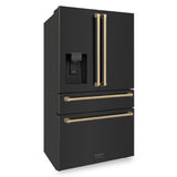 ZLINE 36" Autograph French Door Refrigerator with Water and Ice Dispenser in Black Stainless Steel RFMZ-W-36-BS-CB