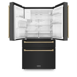 ZLINE 36" Autograph French Door Refrigerator with Water and Ice Dispenser in Black Stainless Steel RFMZ-W-36-BS-CB