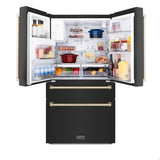 ZLINE 36" Autograph French Door Refrigerator with Water and Ice Dispenser in Black Stainless Steel RFMZ-W-36-BS-G