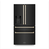 ZLINE 36" Autograph French Door Refrigerator with Water and Ice Dispenser in Black Stainless Steel RFMZ-W-36-BS-G