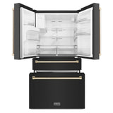 ZLINE 36" Autograph French Door Refrigerator with Water and Ice Dispenser in Black Stainless Steel RFMZ-W-36-BS-G