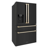 ZLINE 36" Autograph French Door Refrigerator with Water and Ice Dispenser in Black Stainless Steel RFMZ-W-36-BS-G