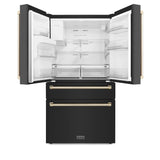 ZLINE 36" Autograph French Door Refrigerator with Water and Ice Dispenser in Black Stainless Steel RFMZ-W-36-BS-G