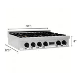 ZLINE 36" Autograph Porcelain Rangetop, Stainless,MatteBlack,RTZ-36-MB