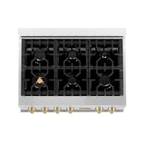 ZLINE 36" Autograph Rangetop, Stainless Steel, Gold Accents, RTZ-36-G