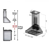 ZLINE 36" Black Stainless Steel Wall Mount Range Hood, BS655N-36