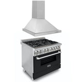 ZLINE 36" Bundle Range RA-BLM-36 & Wall Range Hood KB-36, 2KP-RABLMRH36