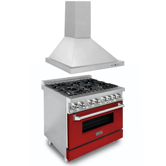 ZLINE 36" Bundle Range RA-RM-36 & Wall Range Hood KB-36, 2KP-RARMRH36