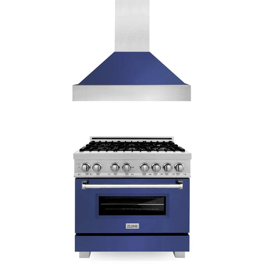 ZLINE 36" Bundle Range RAS-BM-36 & Range Hood 8654BM-36, 2KP-RASBMRH36