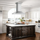 ZLINE CrownSound‚ Ducted Vent Island Mount Range Hood in Stainless Steel, Built-in Bluetooth Speakers, KL3iCRN-BT