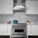 ZLINE 36" Dual Fuel Range, Snow Stainless, Snow Stainless Door, RAS-SN-36