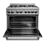 ZLINE 36" Dual Fuel Range, Snow Stainless, Snow Stainless Door, RAS-SN-36
