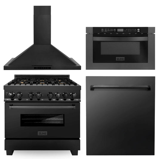 ZLINE 36 " Kitchen Package Range , Range Hood , Microwave , Dishwasher , 4KP-RABRH36-MWDW