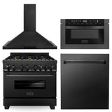 ZLINE 36 " Kitchen Package Range , Range Hood , Microwave , Dishwasher , 4KP-RABRH36-MWDW
