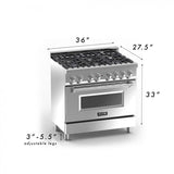 ZLINE 36" Professional Dual Fuel Range, Blue Matte Door, RA-BM-36