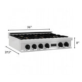 ZLINE 36" Rangetop, DuraSnow Stainless, MatteBlack Accents, RTSZ-36-MB