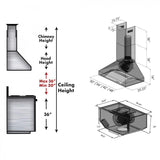 ZLINE 36" Remote Dual Blower Stainless Wall Range Hood, 597-RD-36