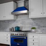 ZLINE 36" Snow Finish Wall Range Hood, Blue Gloss Shell, 8654BG-36