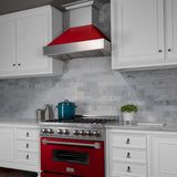ZLINE 36" Snow Finish Wall Range Hood, Red Gloss Shell, 8654RG-36