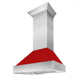 ZLINE 36" Snow Finish Wall Range Hood, Red Matte Shell, 8654RM-36
