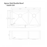 ZLINE 36" Undermount Double Bowl Sink DuraSnow Stainless Steel, SA60D-36S