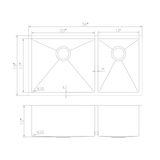 ZLINE 36" Undermount Double Bowl Sink in Stainless Steel, SR60D-36