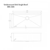 ZLINE 36" Undermount Single Bowl Sink DuraSnow Stainless Steel, SRS-36S