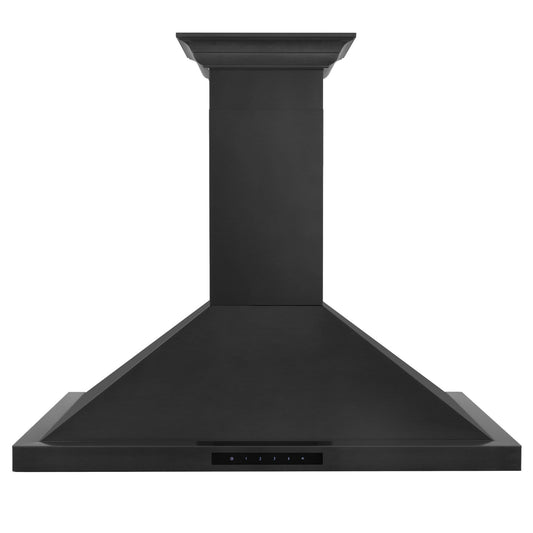 ZLINE 36" Wall Range Hood, Black Stainless, Crown Molding, BSKBNCRN-36