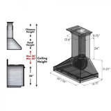 ZLINE 36" Wooden Wall Range Hood in Black, KPCC-36