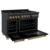 ZLINE 48" Autograph Dual Fuel Range, Black Stainless, Gold, RABZ-48-G