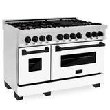 ZLINE 48" Autograph Edition, Dual Fuel Range, White Door, RAZ-WM-48-MB