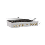 ZLINE 48" Autograph Edition, Rangetop, DuraSnow, Gold Accent, RTSZ-48-G