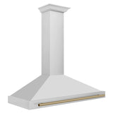 ZLINE 48" Autograph Edition Stainless Steel Range Hood with Stainless Steel Shell and Champagne Bronze Accents KB4STZ-48-CB