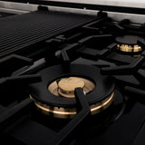 ZLINE 48" Autograph Porcelain Rangetop, Stainless, Gold, RTZ-48-MB