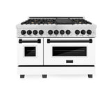 ZLINE 48" Autograph, Range, Dual Fuel, White door, RASZ-WM-48-MB