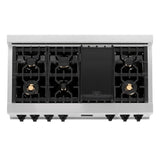 ZLINE 48" Autograph Rangetop, DuraSnow, Gold Accents RTSZ-48-MB