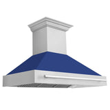 ZLINE 48" Autograph Stainless Blue Matte Wall Range Hood, 8654STX-BM-48