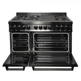 ZLINE 48" Black Stainless, Gas Burner, Electric Oven Range, RAB-48