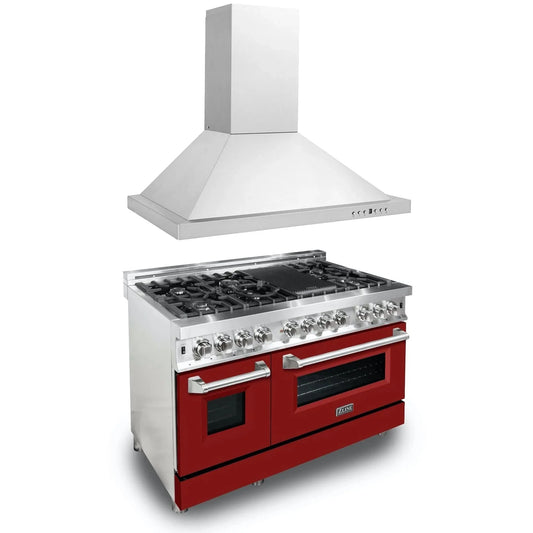 ZLINE 48" Bundle Range RA-RG-48 & Wall Range Hood KB-48, 2KP-RARGRH48