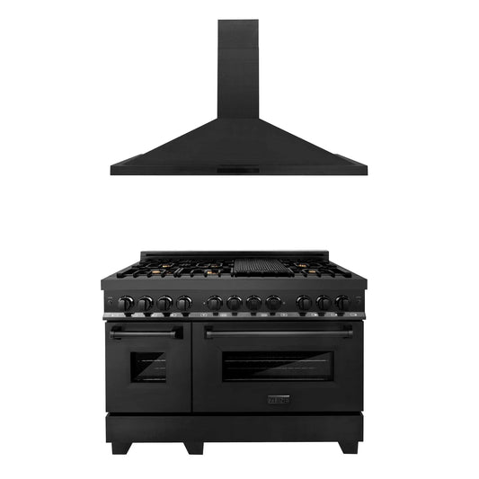 ZLINE 48" Bundle Range RAB-BR-48 & Wall Range Hood BSKBN, 2KP-RABRH48