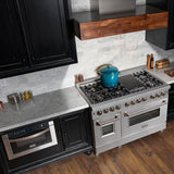 ZLINE 48" Dual Fuel Snow Stainless Range, Snow Stainless Door, RAS-SN-48