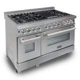 ZLINE 48" Dual Fuel Snow Stainless Range, Snow Stainless Door, RAS-SN-48