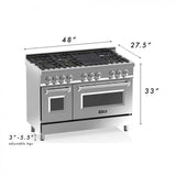 ZLINE 48" Professional Dual Fuel Range with Red Gloss Door, RA-RG-48