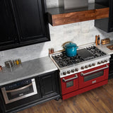 ZLINE 48" Professional Dual Fuel Range with Red Matte Door, RA-RM-48