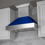 ZLINE 48" Snow Finish Wall Range Hood, Blue Gloss Shell, 8654BG-48