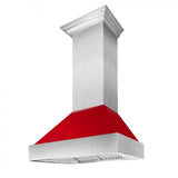 ZLINE 48" Snow Finish Wall Range Hood, Red Gloss Shell, 8654RG-48
