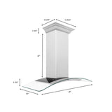 ZLINE 48" Wall Range Hood, Snow Finish Stainless & Glass, 8KN4S-48